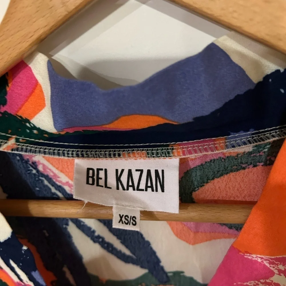 Anthropology Bel Kazan Poppy Short Sleeve VNeck Side Slit Maxi Kaftan Dress XS/S - Picture 6 of 10